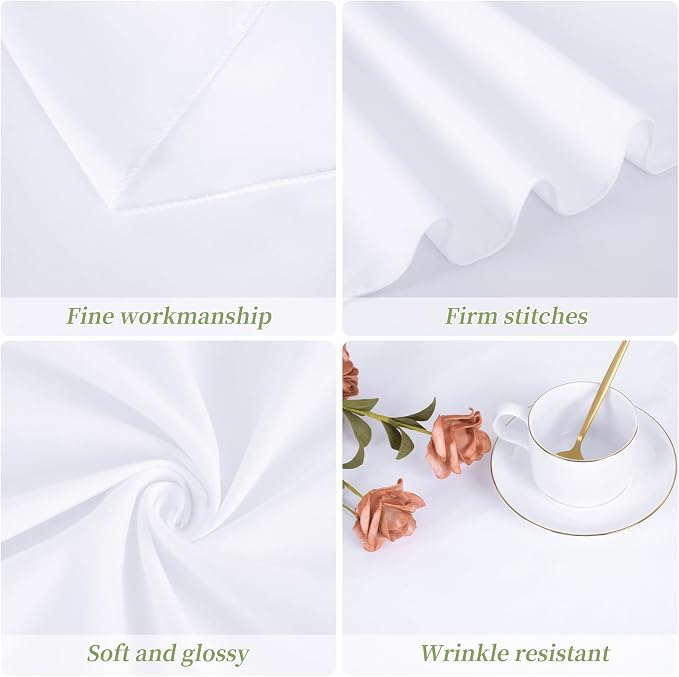 12 Pack 108 Inch White Polyester Round Tablecloths - Premium Stain & Wrinkle Resistant, Ideal for Weddings, Banquets, Parties