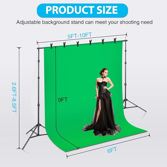 Yesker Photography Lighting Kit 8.5x10ft backdrop Support Equipment System Umbrella 5500k Light Bulb Softbox Continuous Lighting for Photo Shoot Studio Portrait Product and Video Recording Photography