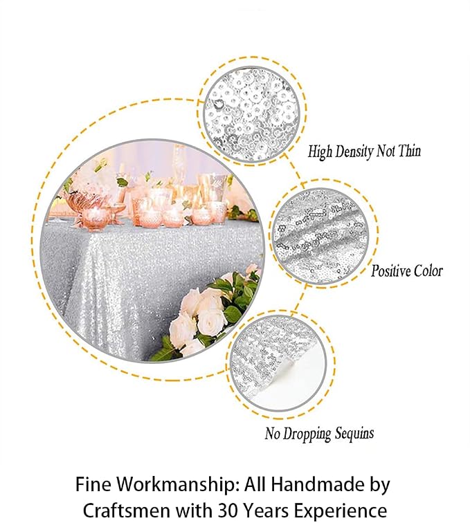 ShiDianYi Select Your Sale 84''108''Silver Sequin Tablecloth, Wedding, Bling, Event, Decor, Sparkle, Party -m1020 (84x108-Inch)