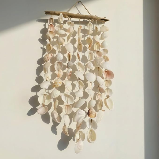 Novabright Beach Seashell Wall Hanging Decor Beach Room Decor Farmhouse Rustic Coastal Decorations Coastal Wall Art for Living Room, Bedroom and Dining