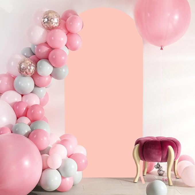 FOTSHARER Arch Cover Dusty Rose Arch Cover Backdrop Fabric 2.6x6FT Spandex Arch Backdrop Covers for Round Top Spandex Fitted Arches Stand Cover Balloon Arched Panels Covers for Wedding Party Supply
