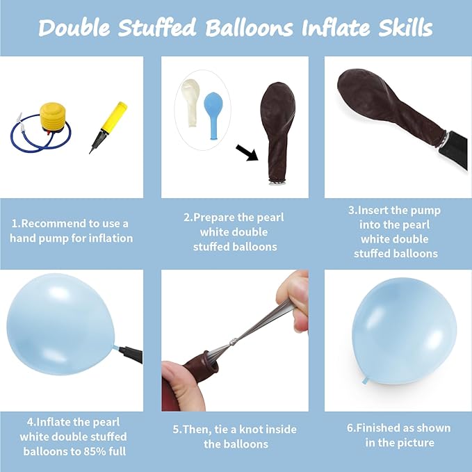 108Pcs Pearl Blue Double Stuffed Balloons Different Size, 18/12/10/5 inch Baby Light Blue Balloons Garland Arch kit for Birthday Baby Bridal Shower Wedding Party Decorations