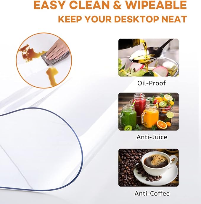 New Clear PVC Table Cover Countertop Protector 40x120 Inch Plastic Transparent Table Pad Protector for Dining Room Table Clear Tablecloth for Kitchen Wood Grain Rectangular Wipeable Heat Resistant