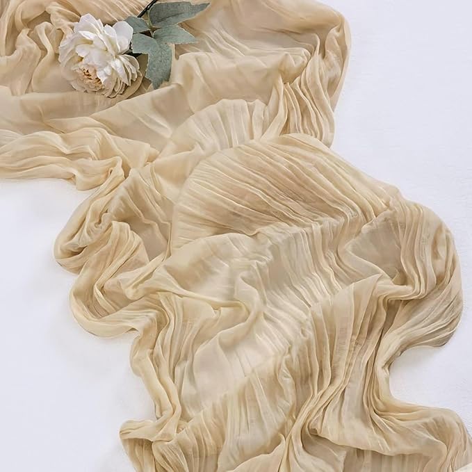 12 Pack Beige Table Runner 21 x 120 inch Cheesecloth Table Runner 10Ft Rustic Gauze Table Runners Romantic Long Sheer Fabric Boho Cheese Cloth Table Runners for Wedding Party Bridal Baby Shower