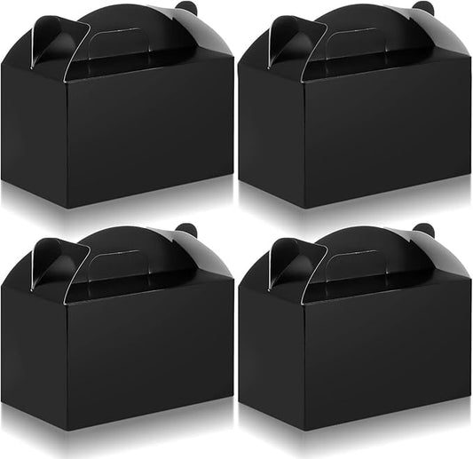 36 Pcs Party Favor Treat Boxes, Goodie Candy Gable Paper Gift Boxes with Handles for Birthday Wedding Shower Christmas Party Supplies, 6 x 3.5 x 3.5 Inches(Black)
