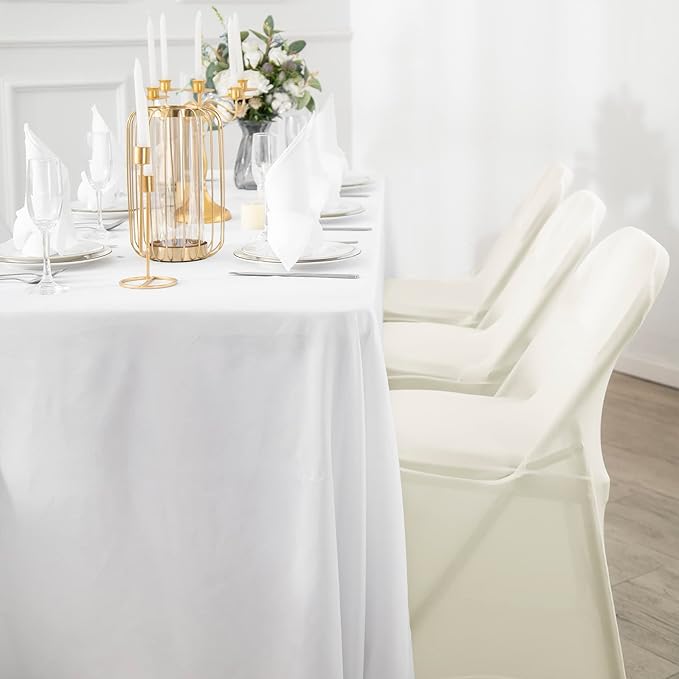 Spandex Chair Cover,12PCS,Living Room Folding Chair Covers,Removable Chair Covers Washable Protector Stretch Chair Cover for Party, Banquet,Wedding Event,Hotel(Ivory)