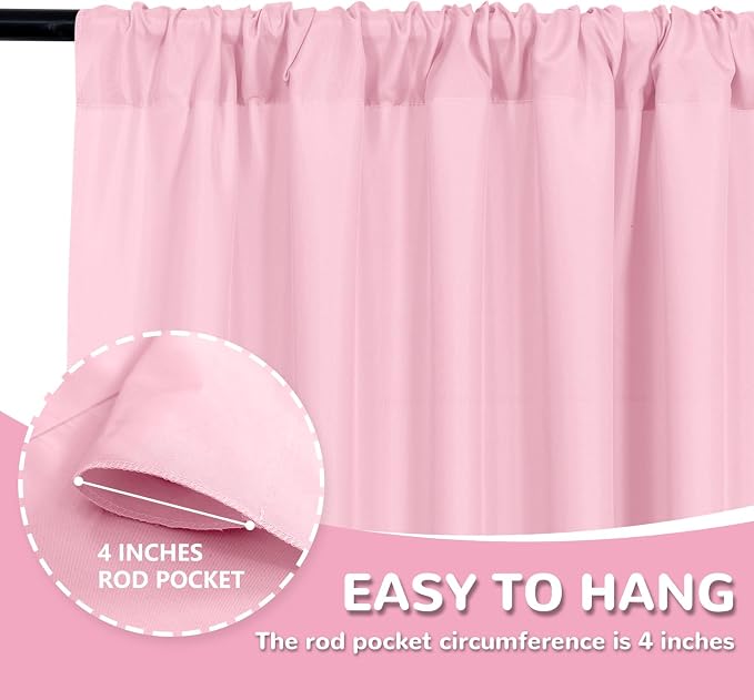 MEETSKY Pink Backdrop Curtain for Parties Valentine's Day Pink Photo Curtains with Rod Pockets Backdrop Drapes Privacy Fabric Decoration for Wedding Birthday Gril Party Home Decor, 5ft x 8ft, 2 Panels