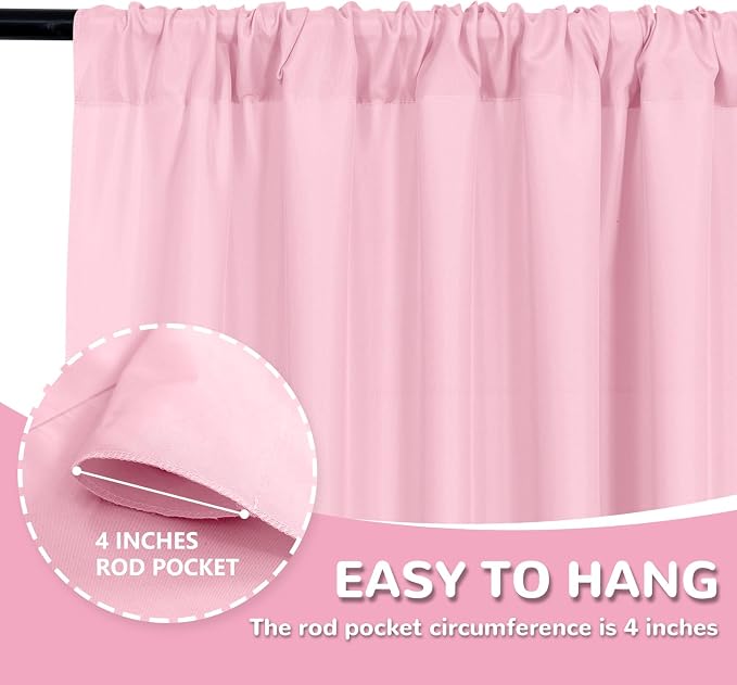 MEETSKY Pink Backdrop Curtain for Parties Rod Pocket Pink Curtains Photography Backdrop Drapes Privacy Fabric Decoration for Birthday Party Gril Baby Shower Home Decor, 5ft x 7ft, 2 Panels