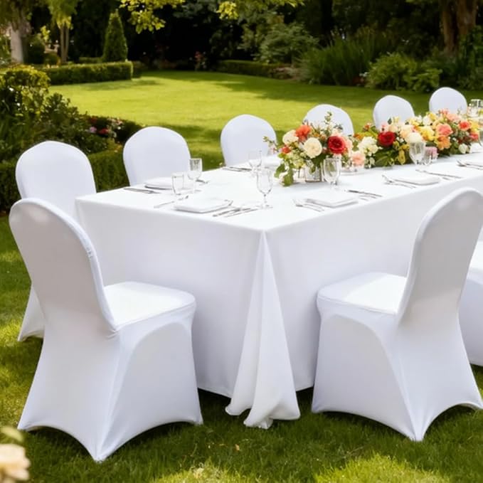 100 Pcs White Folding Chair Cover Washable Removable Universal Fitted Chair Cover Protector for Wedding Party Banquet Holidays Celebration Decoration Chair Covers