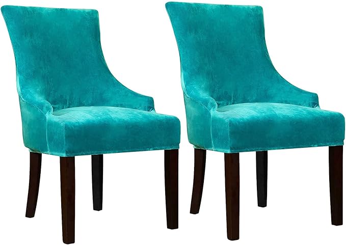 Lellen Velvet Stretch Wingback Chair Cover Slipcover - Reusable Protector Cover for Dining Room Banquet Home Decor etc Machine Washable Hand Washable (Set of 1, Teal)