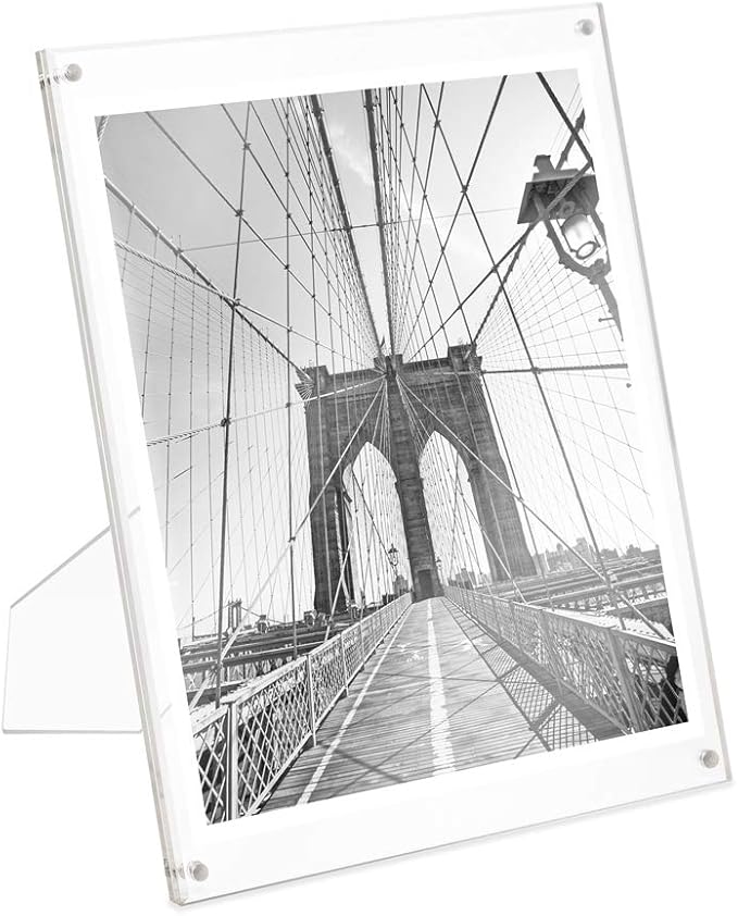 Isaac Jacobs 8” x 10” (2-Pack) Clear Plain Acrylic Picture Frame, Magnetic Photo Frame, Made for Tabletop Display with Two-Way Easel