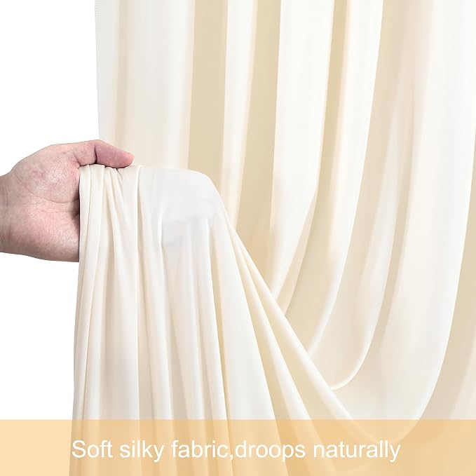 6 Panels Champagne Backdrop Curtains for Wedding Party Wrinkle Free Backdrops Curtain Drapes Fabric Decorations Photo Back Drop Cloth for Baby Shower Photography Stage Reception 30ft(W) x 12ft(H)