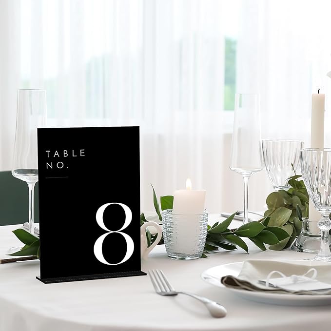 JINMURY Wedding Black Table Numbers 1-30 with Stands, 5"x7" Black Acrylic Table Numbers with White Font for Wedding Party Reception (1-30, 5"x7")