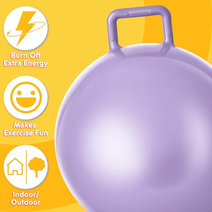 Lewtemi 6 Pcs Hopper Ball for Adults 32 Inch Jumping Hopping Inflatable Bouncing Ball with Handle and Air Pump for Indoor Outdoor Games Sport Exercise Fun Easter Basket Stuffers Gifts(Morandi Color)