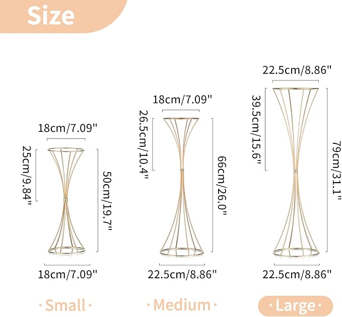 NUPTIO 10 Pcs Gold Centerpieces for Table Wedding, 31.1in Tall Metal Trumpet Vase, Road Lead for Wedding Party Dinner Centerpiece, Flower Stand for Christmas Anniversary Birthday Home Decoration