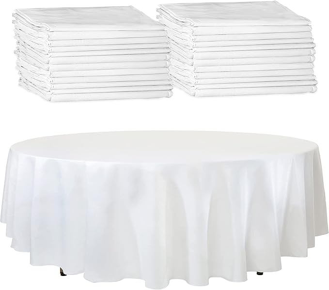 Upper Midland Products 82’ Round Paper Tablecloths with Plastic Backing - 24-Pack, Elegant, All-Season, Great for Weddings and Formal Events