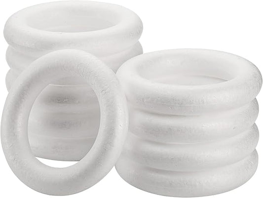 Lyellfe 10 Pieces Foam Wreath Forms, 7.7 Inch Craft Foam Circles, Round Polystyrene Rings, Craft Foam Wreath Circles for DIY, Christmas Holiday, Home Decor