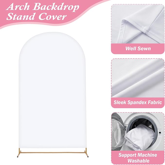 Arttown 7.2FT Arch Backdrop Stand and White Arch Cover Set Wedding Arch Backdrop Stand Suitable for Wedding Celebrations Birthday Parties Baby Showers Graduation Ceremonies Event Decoration
