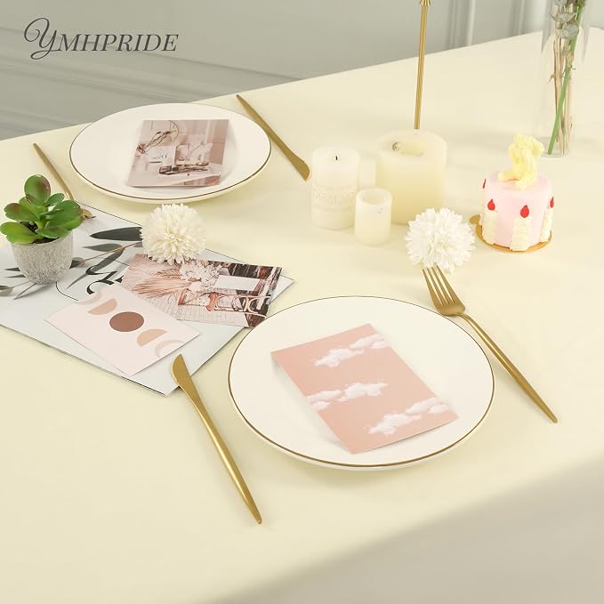 6 Pack Tablecloth 60 x126 inch Polyester Table Cloth for 8 Foot Rectangle Tables,Stain and Wrinkle Resistant Washable Fabric Table Covers Polyester Beige Table Clothes for Wedding,Party,Banquet