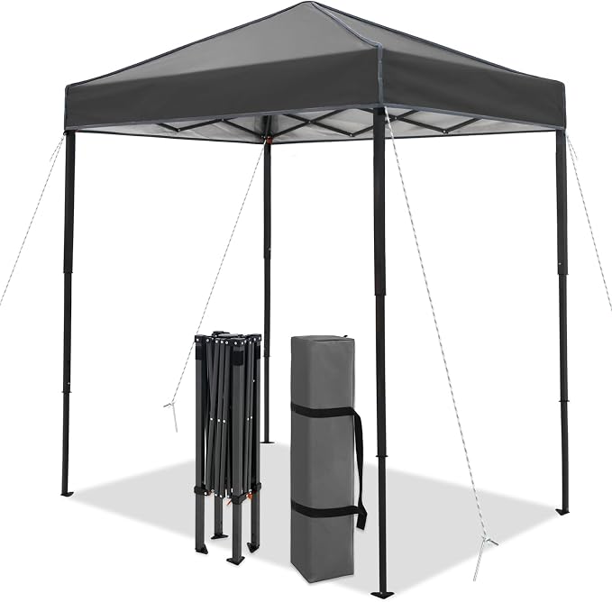 6x4 Pop Up Canopy Tent, Instant Portable Beach Canopy, Outdoor Tent with Carry Bag for Camping, Sports, Tailgating, Events, Drak Gray