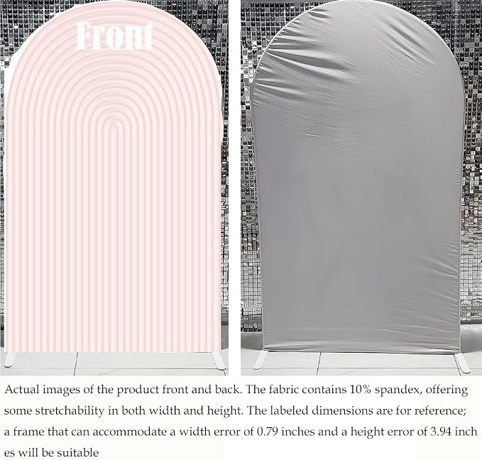 2D Printed Ripples Party Arch Covers Arched Backdrop Cover Stretchy Cover for Party Decoration Round Top Frame Spandex Cover (Light Pink459,8x4.6ft)