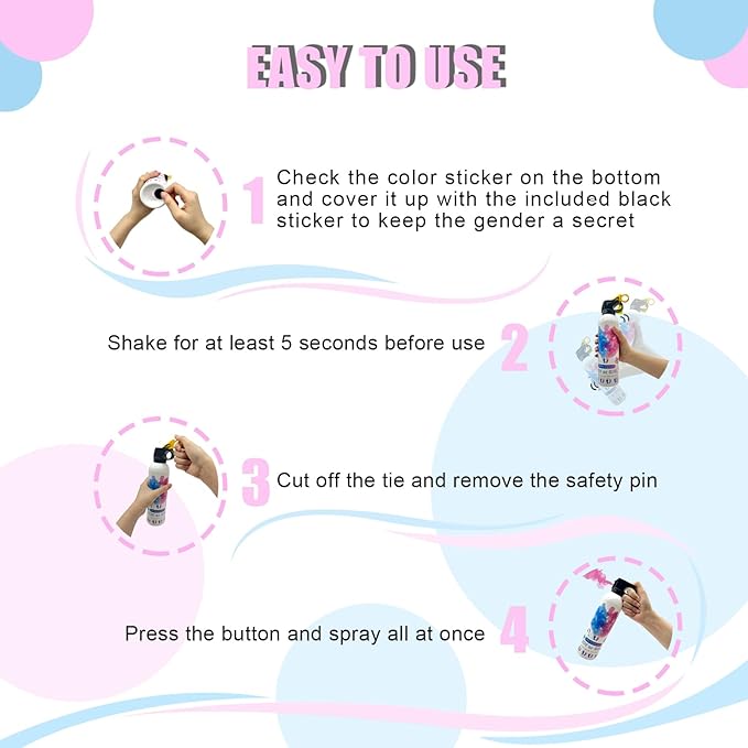 Gender Reveal Fire Extinguisher-2 Packs Pink Gender Reveal Smoke Spray Set for Baby Girl-Biodegradable Party Supplies Ideas & Decorations for Baby Shower (Pink Small)