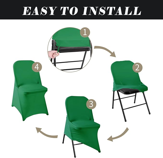 36 PCS Waterproof Stretch Spandex Folding Chair Covers, Dining Room Chair Slipcovers Protector for Wedding, Banquet, Party, Holidays, Celebration and Decoration（Emerald）