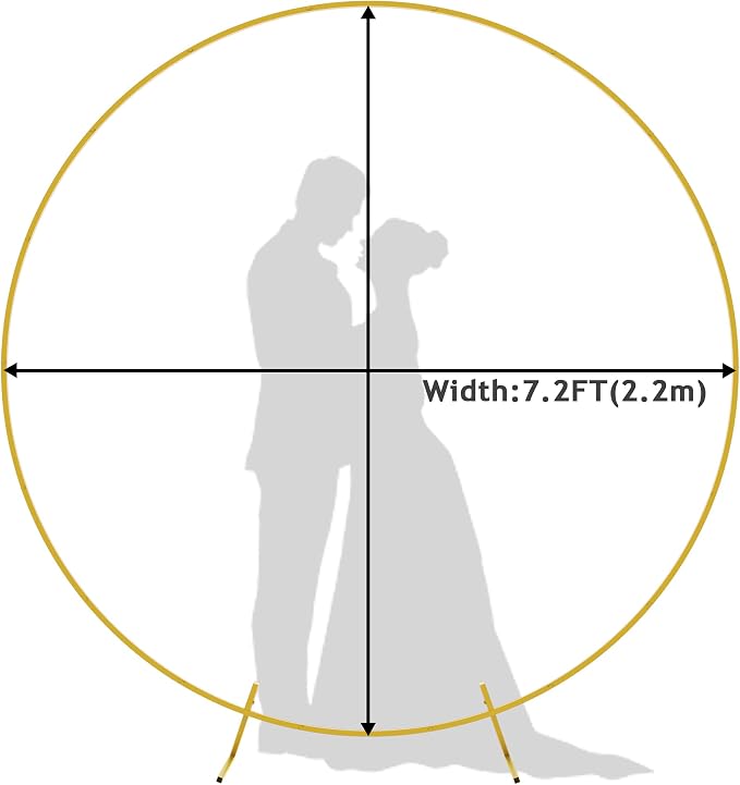 Wokceer Round Backdrop Stand 7.2FT Circle Balloon Arch Frame Circle Backdrop Stand Gold Round Arch for Wedding Birthday Party Bridal Shower Anniversary Event Ceremony Decoration
