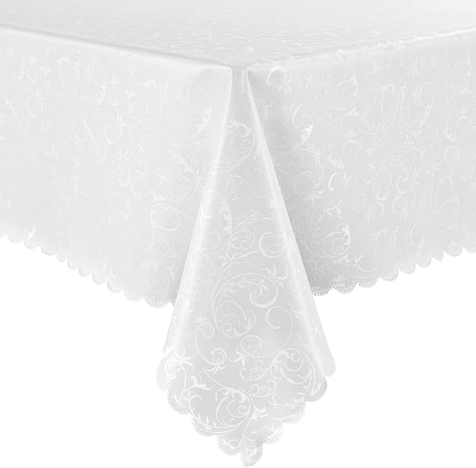 Smiry Rectangle Table Cloth, Waterproof Heavy Duty Vinyl Tablecloths, Wipeable Washable Table Cover for Kitchen and Dining Room (Pearl White, 60" X 120")