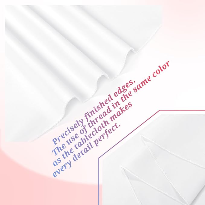 Teruntrue 12 Packs White Round Tablecloths 120 inch Round Table Cloth, Washable Polyester Fabric for Wedding Parties Banquet Holiday Dinner Table Decorative, White