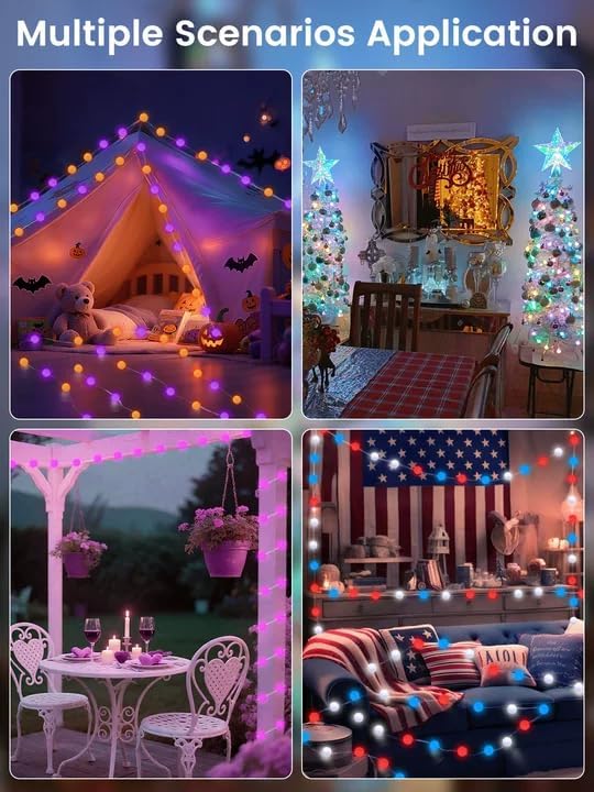 LORRYTE Smart Color Changing String Lights Indoor for Bedroom, 33FT 66LED App Control LED Globe Fairy Lights Plug in with Remote for Girl's Room Party Bedroom Classroom Christmas Fall Decorations