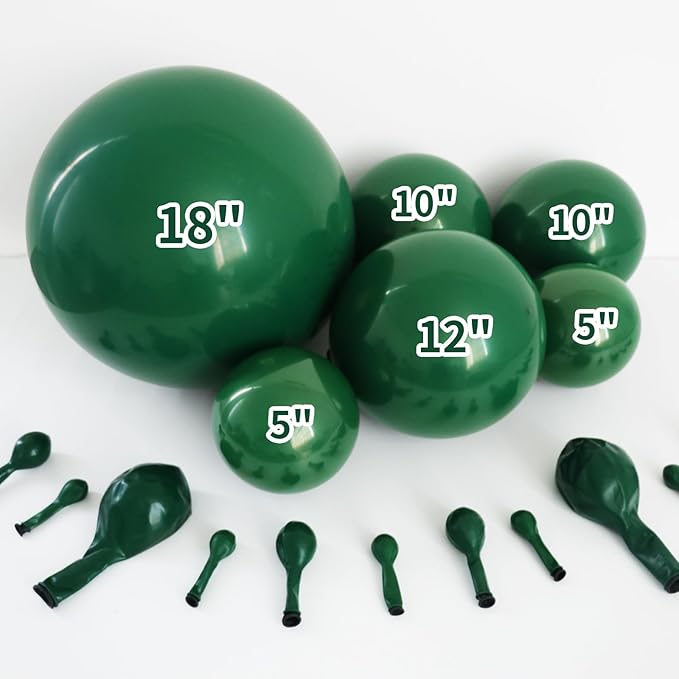 Emerald Green Double Stuffed balloons Different Size 115Pcs 5/10/12/18 Inch Dark Green Balloons Balloon Garland Arch kit for Birthday Baby Shower Jungle Safari Christmas Party