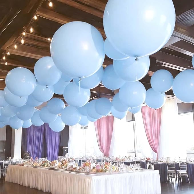 50 Pcs Light Blue Balloons Kit 18 24 36 Multi Sizes Pastel Blue Giant Balloon, Use for Pool Party Birthdays Baby Shower Gender Reveal Party Decoration