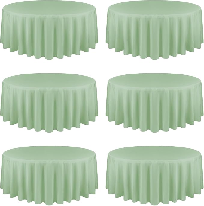 YMHPRIDE 6 Pack Round Tablecloth Sage Green Table Cloths 90 Inch Polyester Round Tablecloth,Sage Green Tablecloths Round 90 inch Washable Fabric Table Covers for Wedding,Party,Dining,Banquet