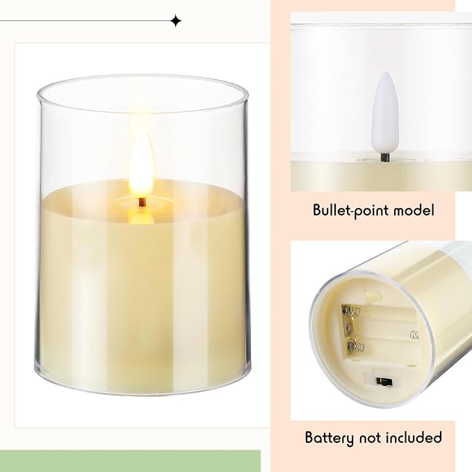 Yunlly 12 Pcs Rose Candle Rings with Flameless Candles Sets, Artificial Flower Eucalyptus Wedding Centerpiece 3 Inch Pillar Candleholders Wreaths for Wedding Party Mother's Day (Champagne)