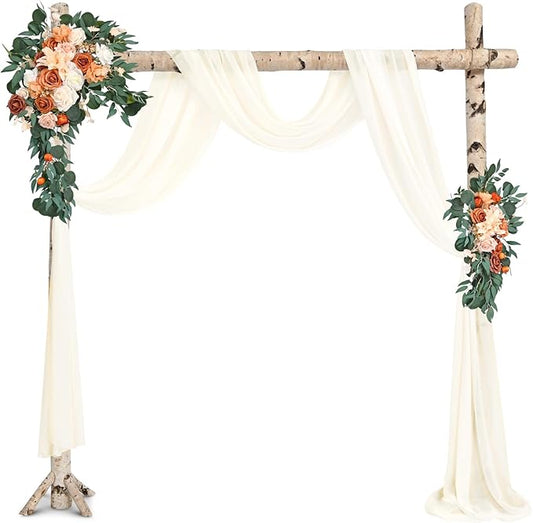 Wedding Arch Draping Fabric,1 Panel 28" x18ft Ivory Wedding Arch Drapes for Ceremony Sheer Chiffon Fabric Drapes Arbor Drapery Decorations for Reception Party