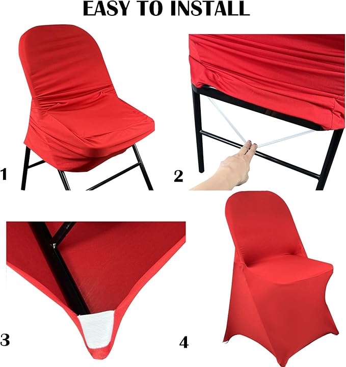 40PCS Stretch Spandex Folding Waterproof Chair Covers,Universal Fitted Chair Cover Protector for Wedding Party Banquet Holidays Celebration Decoration(Red)