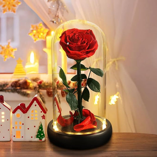 Mothers Day Roes Gifts,Gifts for Mom Flowers for Delivery Prime,Beauty and the Beast Rose in Glass Dome,Birthday Gifts for Women Her Mom Wife Girlfriend Grandma on Mother‘s Day Anniversary