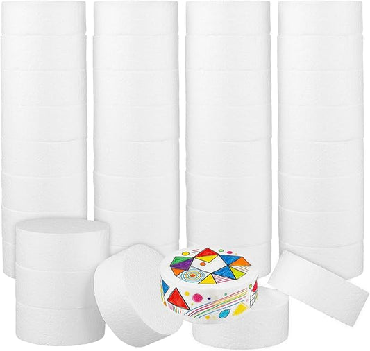 HAKZEON 48Pack 4 Inch Foam Circles for Crafts, 1.5" Thick Polystyrene Round Foam Discs, White Styrofoam Rounds for DIY Projects Arts Crafts, Decorating, Sculpture, Modeling & Wedding Displays