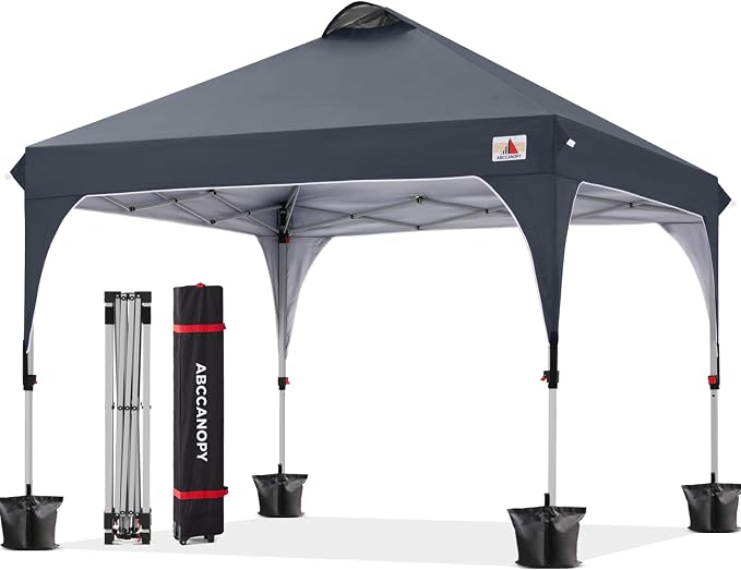 ABCCANOPY Outdoor Pop up Canopy Tent, 10x10 Instant Portable Canopy for Camping, Beach, Backyard, Dark Gray