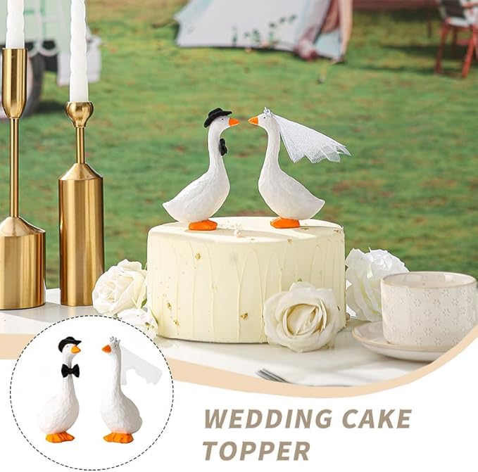 Fun Wedding Cake Toppers Unique Goose Cake Toppers, Couples wedding cake Decorations, Cool and Fun Wedding Cake Topper，Bride and Groom Engagement Anniversary