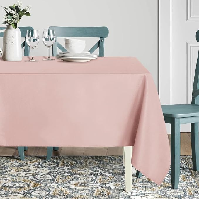 sancua Rectangle Tablecloth - 70 x 120 Inch - Stain and Wrinkle Resistant Washable Polyester Table Cloth, Decorative Fabric Table Cover for Dining Tables, Buffet Parties and Camping, Blush