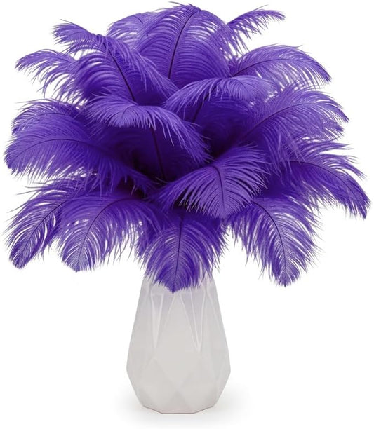 Lamar 20Pcs 10-12'' Purple Ostrich Feathers for Wedding Centerpieces, Crafts, Carnival, Gifts, Party Decor, Floral Arrangement, Bohemian Home Decor (Purple)