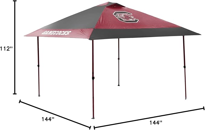 Logo Brands NCAA 12x12 Solo Up Canopy - 144 Square Feet of Shade – One-Person Easy Setup, UV-50 Protection, Rolling Storage Bag – Perfect Tent for Tailgates and Outdoor Events