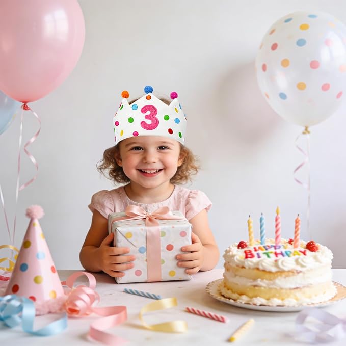 Personalized Hand Embroidered Birthday Hats Unique Happy Birthday Crowns Cute Party Hat for Boy Girl Fit All Ages