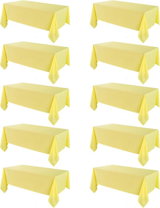 VidaFete Tablecloth 10 Pack 90 * 132inch Rectangle Table Cloth Polyester, Stain Wrinkle Resistant Polyester Dining Table Cover for Kitchen Dinning Party Wedding Rectangular Buffet Decoration(Yellow)