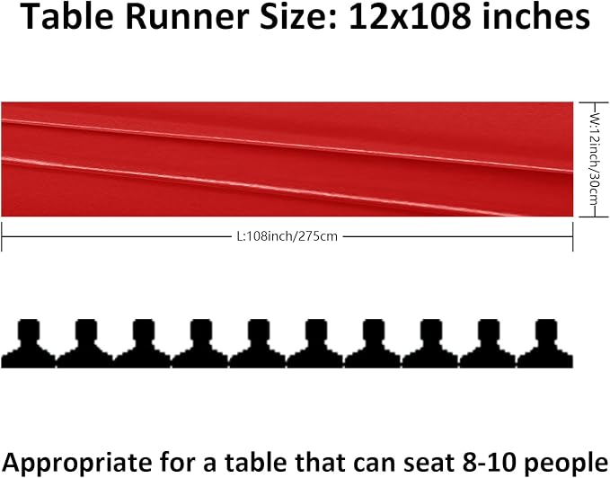 12Pack Table Runner 12 x 108 Inches Satin Silk Table Runner for Wedding, Birthday Party, Banquets, Graduations Decoration, fit Rectange and Round Table-Scarlet
