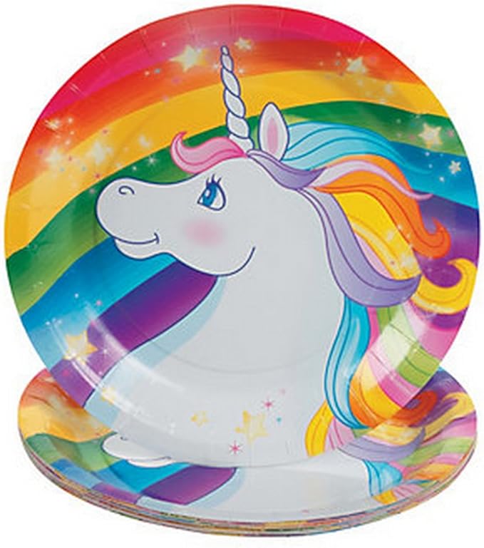 Charmed By Dragons Rainbow Unicorn Party Supplies for 16 People: Dessert Plates and Napkins 32 Pieces (Unicorn Rainbow 16 Dessert Sets)