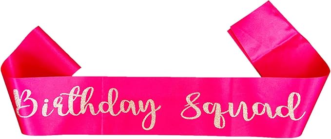 10Pcs Birthday Squad Sash Silver Glitter Hot Pink Satin Sashes Funny Birthday Sashes Birthday Party Supplies Gifts