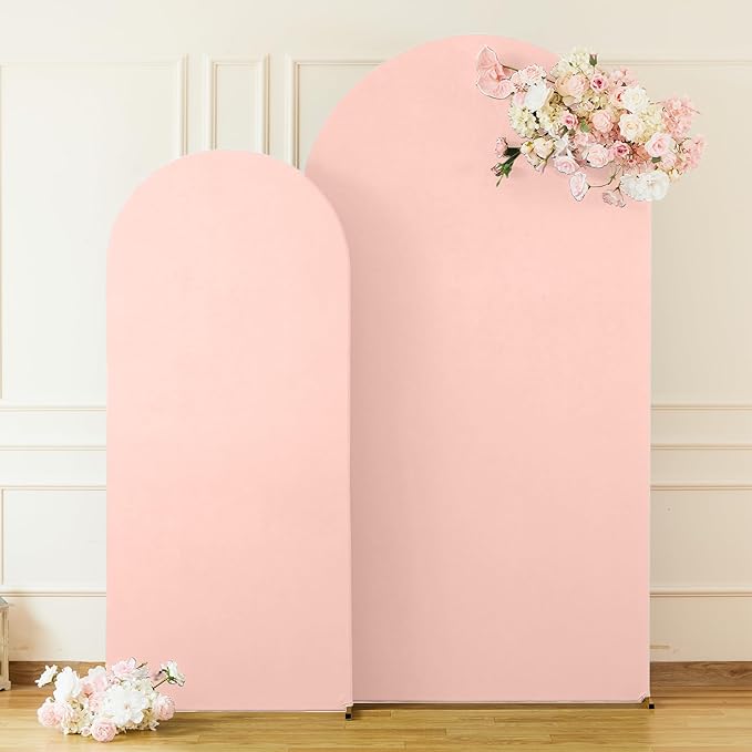 Dusty Rose Arch Cover 2 Set-7.2 and 6ft Dusty Pink Arch Backdrop Cover Spandex Wedding Arch Stand Covers for Baby Shower Girls Birthday Party Bridal Shower Wedding Photo Balloon Arches Background